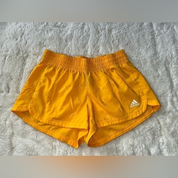Women’s ADIDAS Active Athletic Logo Printed Yellow Shorts - Picture 1 of 9